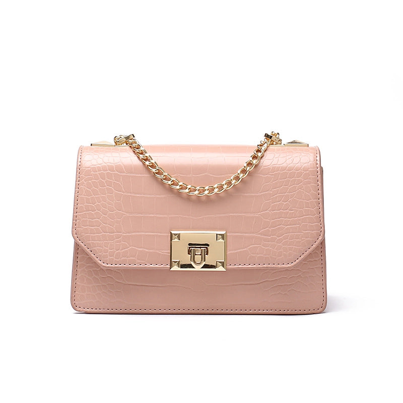 Women's Small Pu Leather Solid Color Streetwear Square Lock Clasp Shoulder Bag Crossbody Bag Chain Bag
