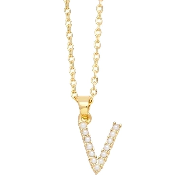 Minimalist Letter Copper Inlay Anti-pearl Necklace