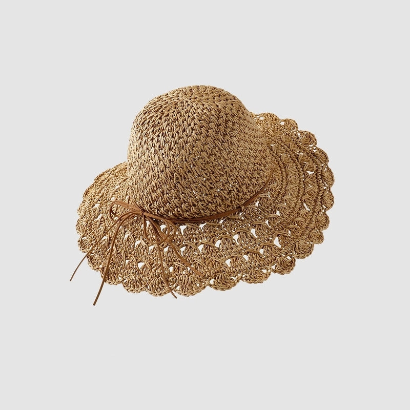 Women's Vacation Minimalist Letter Solid Color Big Eaves Straw Hat