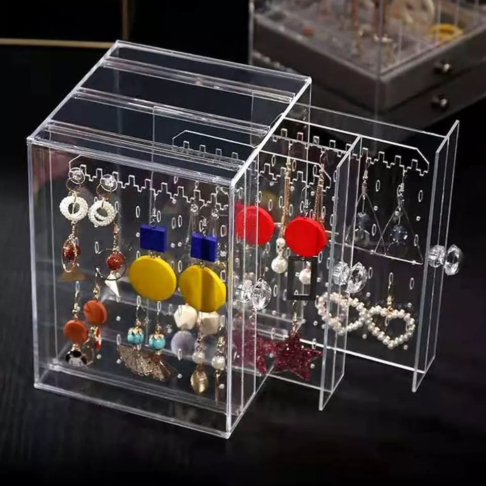 Acrylic Women's Earrings Jewelry Display Stand Rack. Organizer Storage Box. Drawers Design Rack Holder