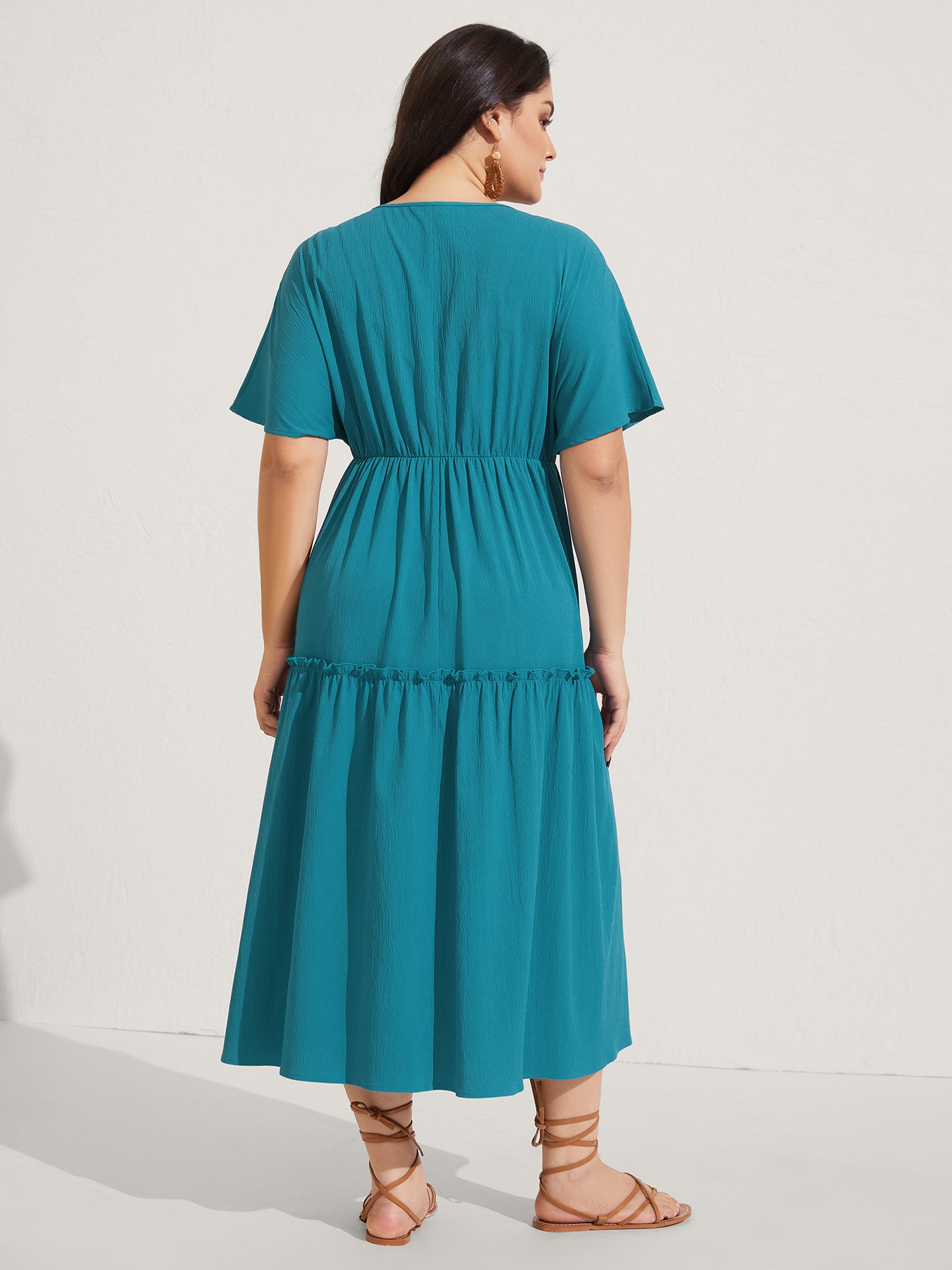 Collar Seashells Tassels Tiered Maxi Dress