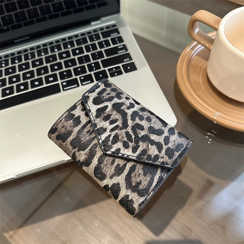 Brown Black Pu Leather Leopard Square Clutches