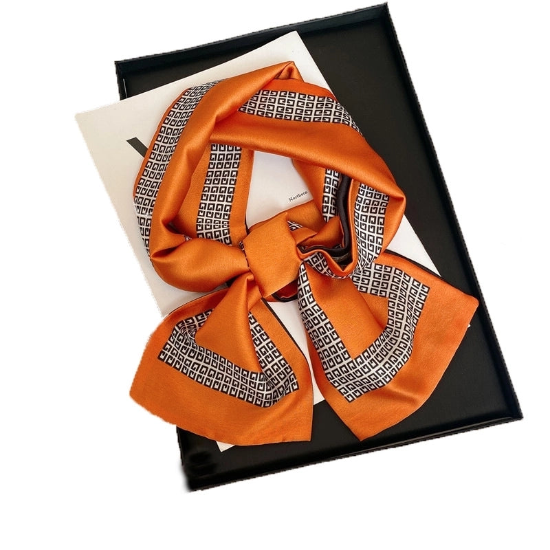Women's Elegant Geometric Satin Printing Silk Scarf