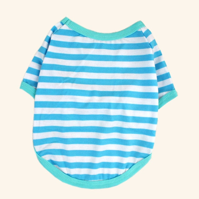 Striped Cotton Dog Cat T-shirt