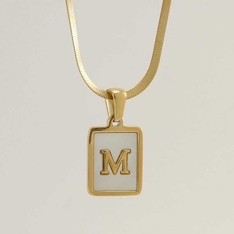 Stainless Steel 18K Gold Plated Casual  Plating Inlay Letter Shell Pendant Necklace