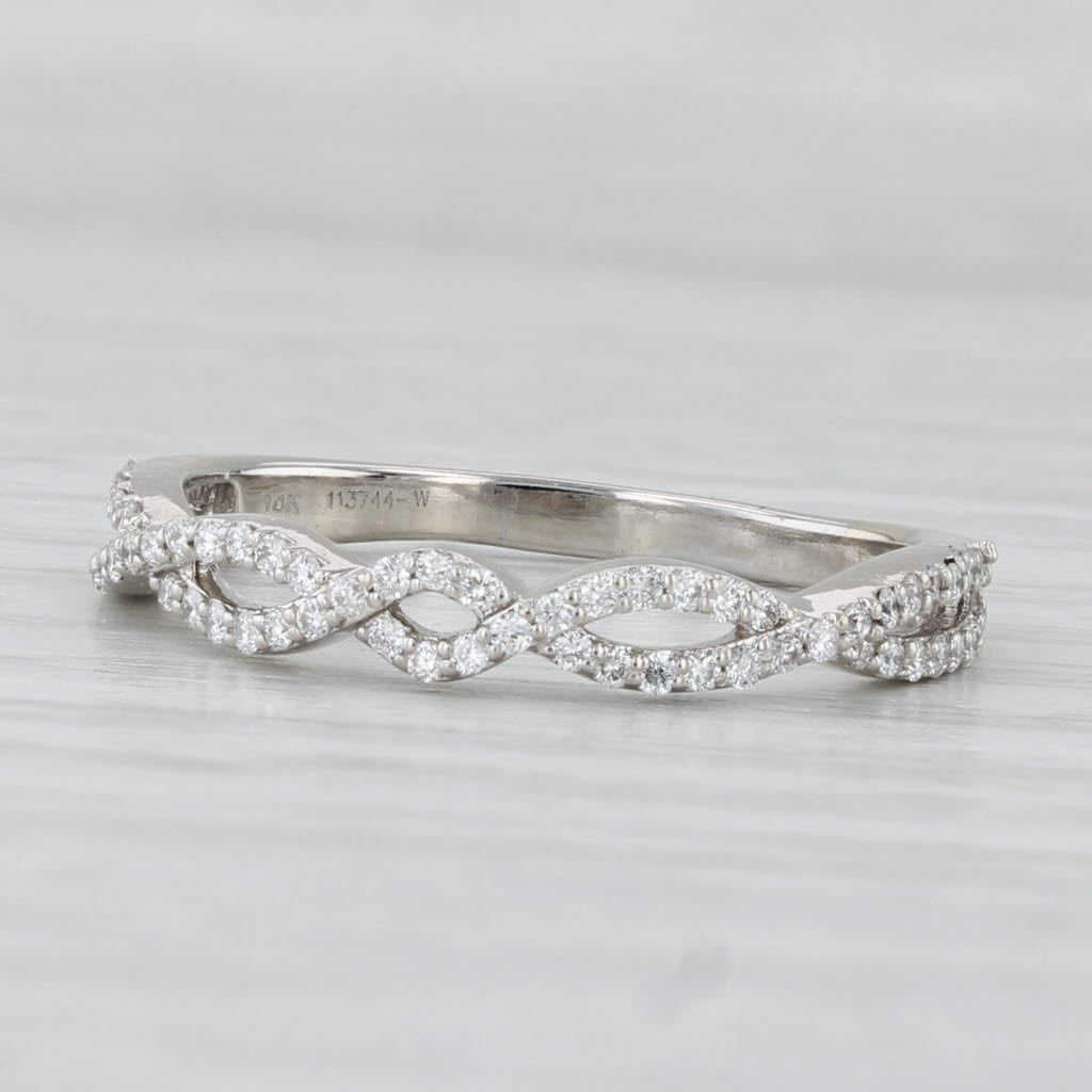 0.33ctw Woven Diamond Band 14k White Gold Stackable Wedding Ring Size 8.25