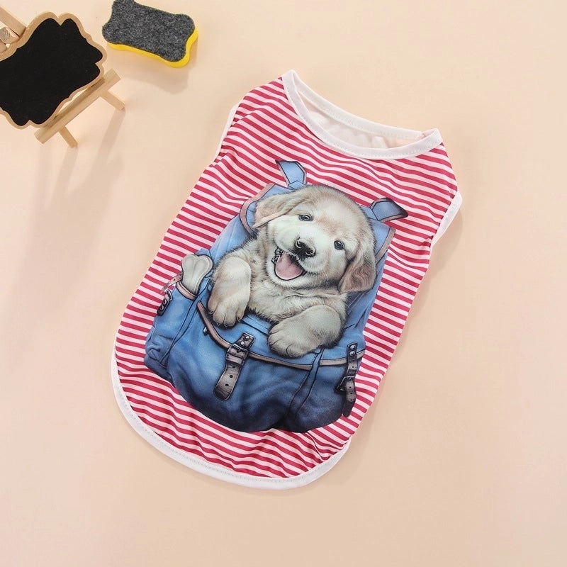 Cartoon Thin Fake Suspenders Vest Pet Dog Clothes 1 Pieces