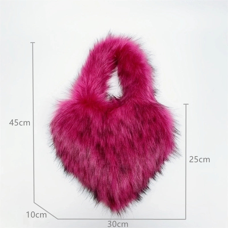 Women's Autumn&winter Artificial Wool Solid Color Streetwear Heart-shaped Magnetic Buckle Handbag