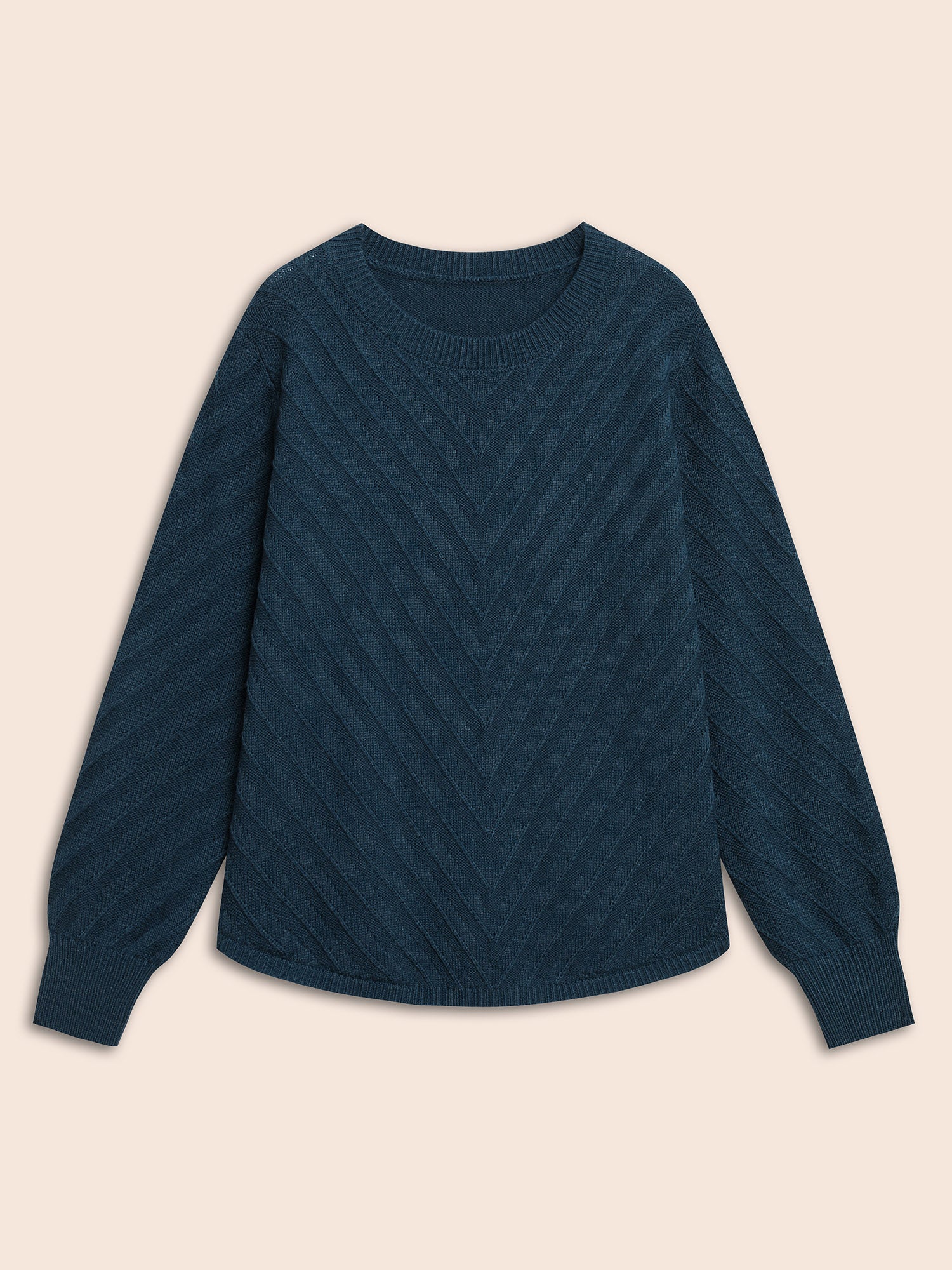 Plain Textured Crew Neck Pullover