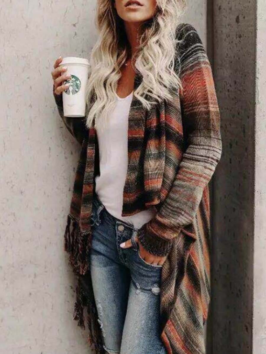 Striped Shawl Sweater