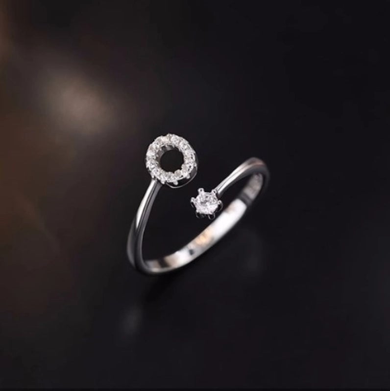 Ig Style Minimalist Letter Copper Plating Inlay Zircon Open Ring