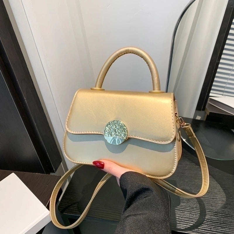 Women's Pu Leather Solid Color Basic Flip Cover Handbag