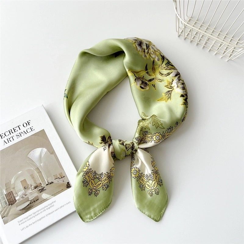 Women's Preppy Style Sweet Minimalist Plant Polyester Printing Silk Scarf