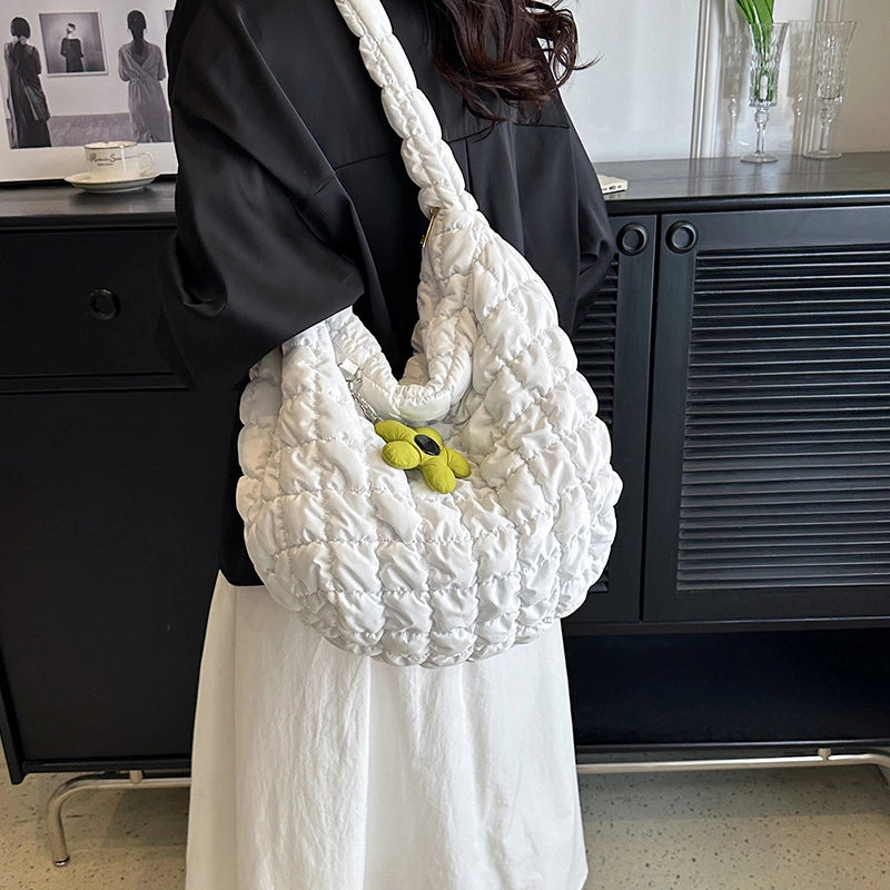 Women's Large Nylon Solid Color Streetwear Zipper Cloud Shape Bag