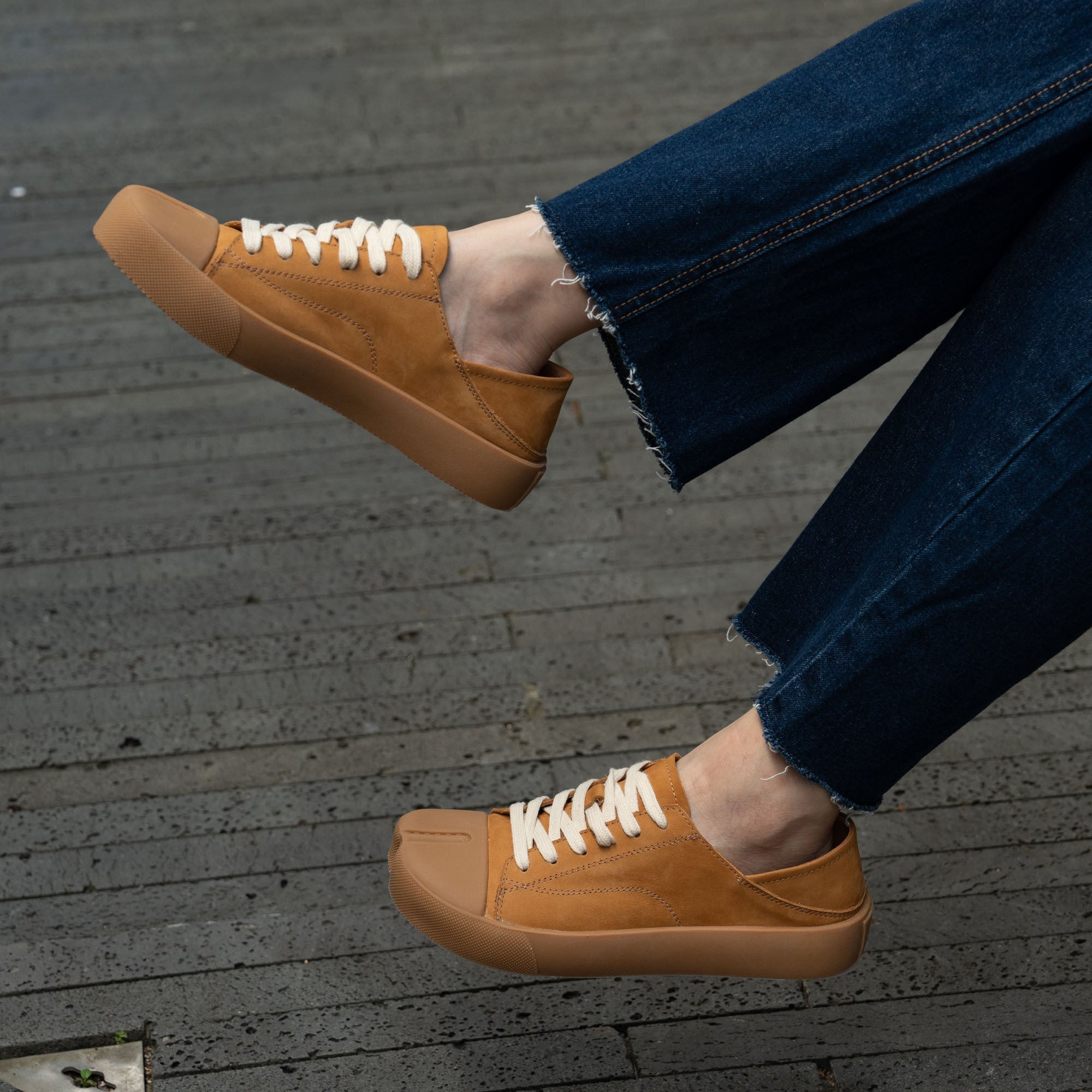 Handmade Nubuck Leather Oxfords & Tie Flats For Women Brown/Khaki/Yellow/Cameo Brown