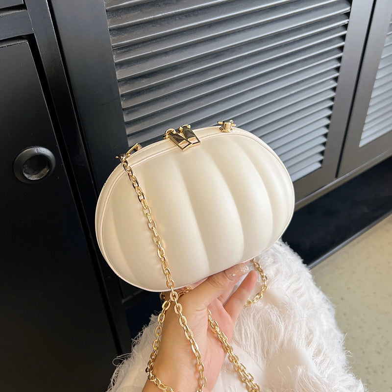 Halloween Women's Pu Leather Pumpkin Solid Color Cute Sewing Thread Zipper Crossbody Bag