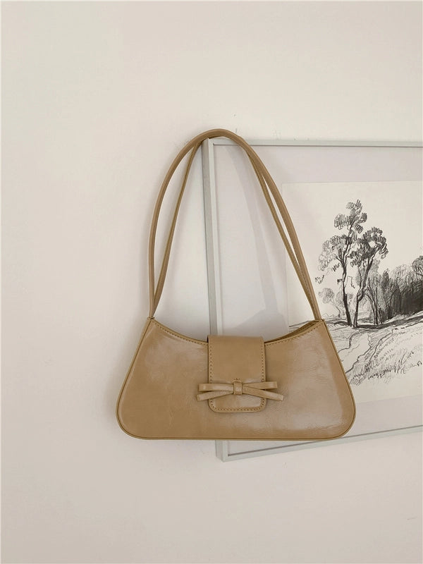 Women's Medium Pu Leather Solid Color Bow Knot Streetwear Zipper Underarm Bag