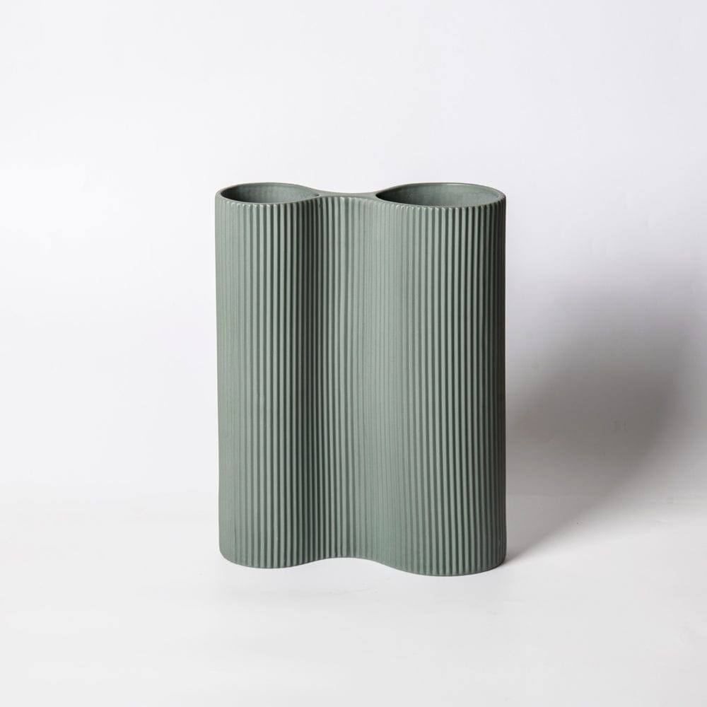 Ribbed Duo Vase - Grey