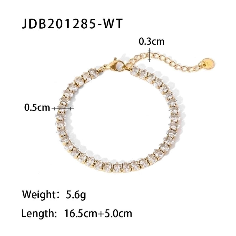 Fashion Geometric Stainless Steel Zircon Bracelets In Bulk