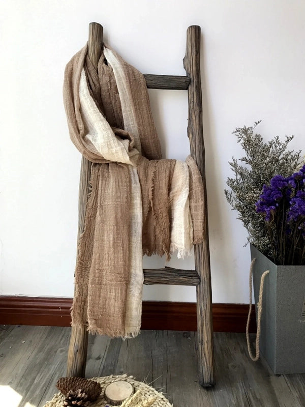 Unisex Minimalist Color Block Cotton Scarf