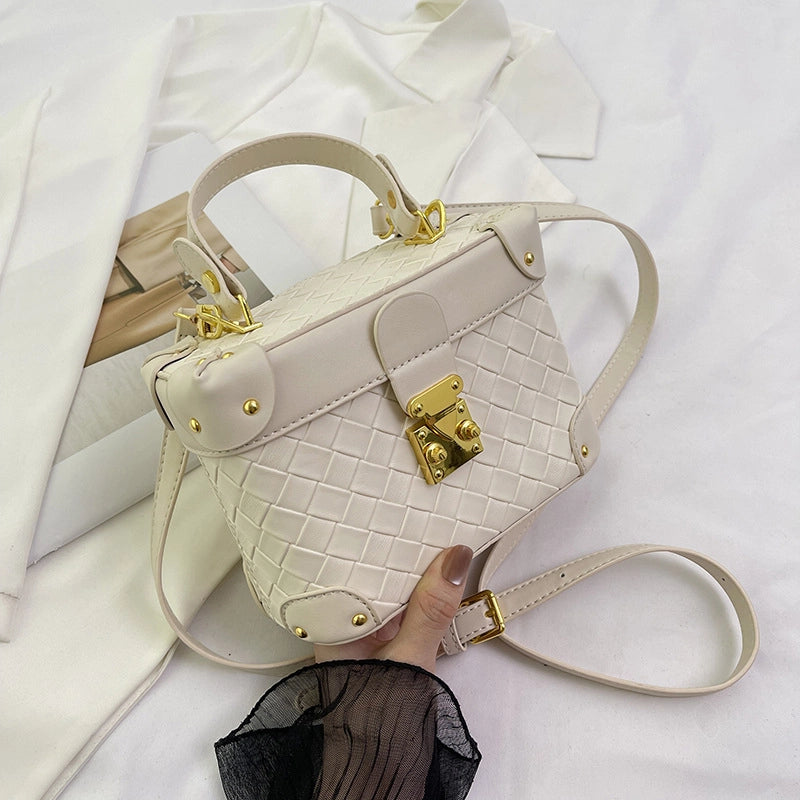 Women's Medium Pu Leather Solid Color Streetwear Square Lock Clasp Crossbody Bag