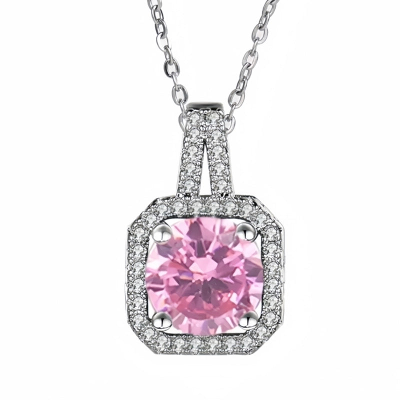 201 Stainless Steel White Gold Plated Gold Plated Classic Style Plating Inlay Square Glass Zircon Pendant Necklace