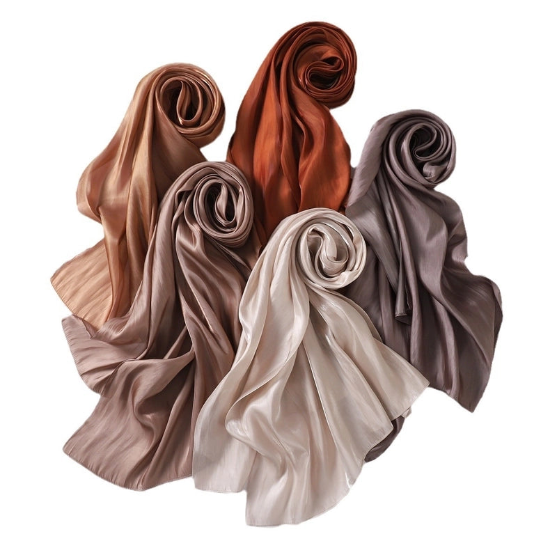 Spring And Summer New Thin Soft Shiny Satin Scarf Female Malay Indonesian Long Scarf Scarf Sun Protection Shawl