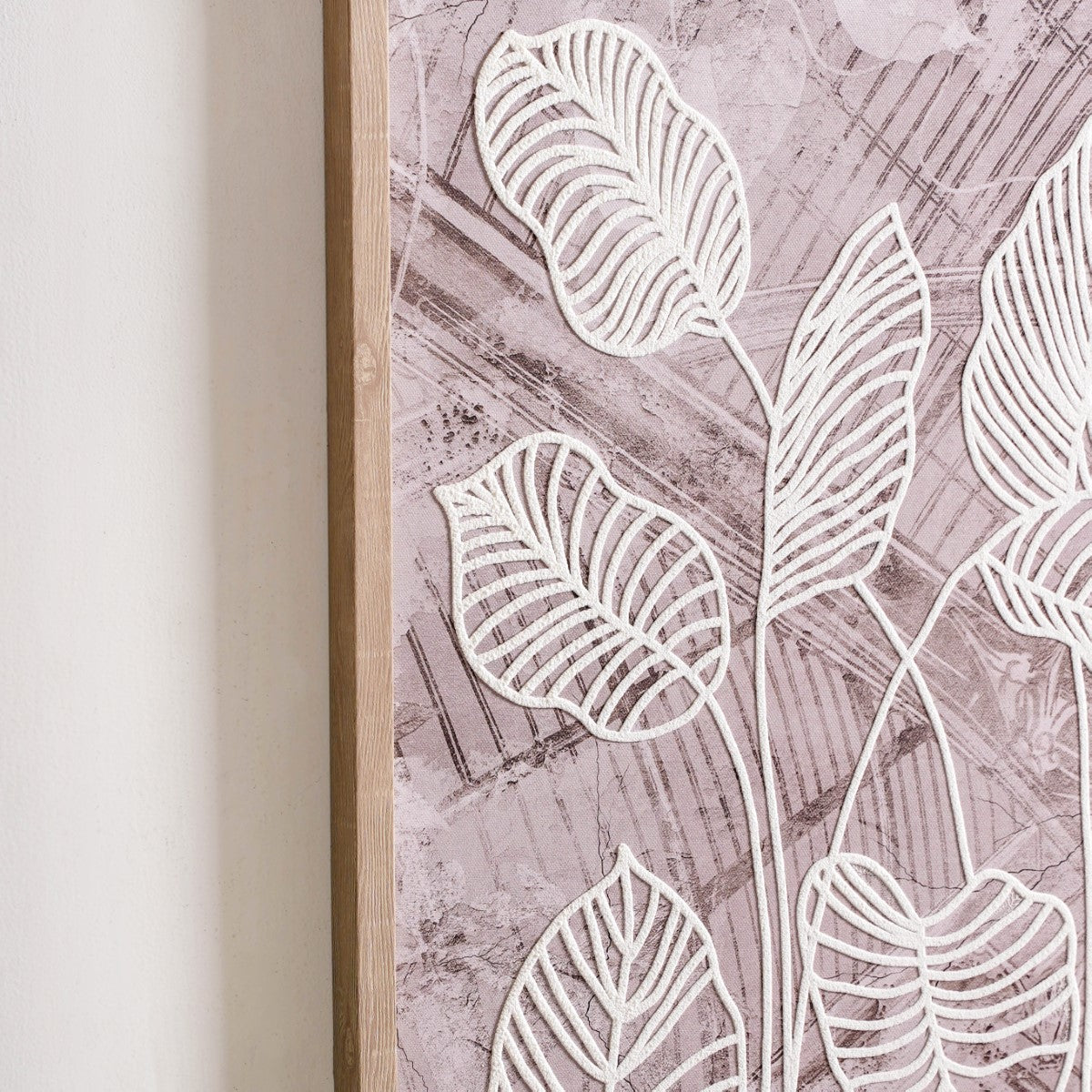 Emboss Leaf Printed Canvas Wall Art 27x19 Inch