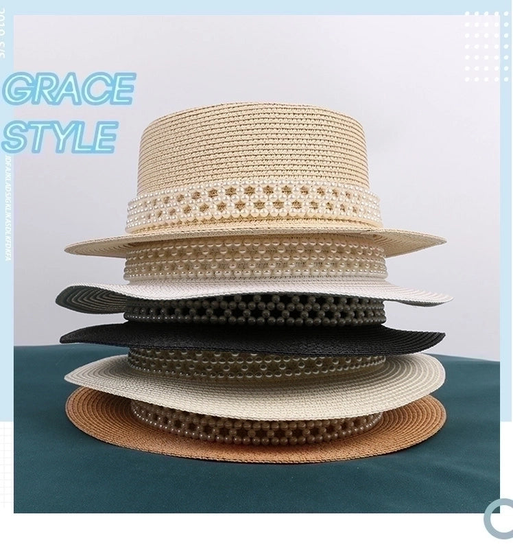 Unisex Elegant Solid Color Flat Eaves Straw Hat