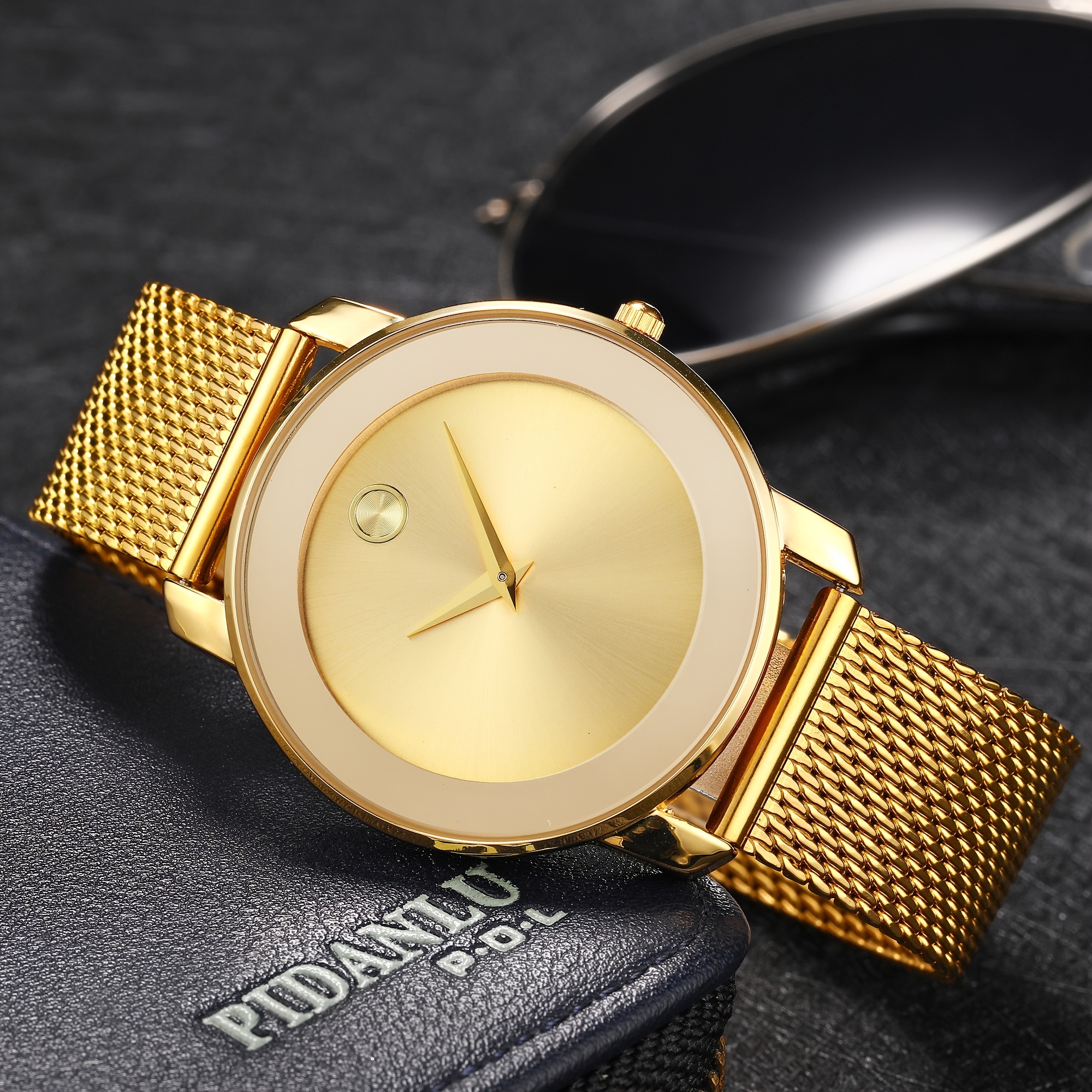 1pc Fashion Simple Watch Original Stianless Steel Bracelet Wristwatch Casual Golden Round Waterproof AAA Women Men Clock Dropshipping