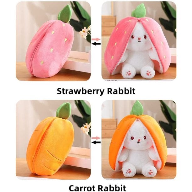 🔥Strawberry Bunny Transformed into Little Rabbit Fruit Doll Plush Toy