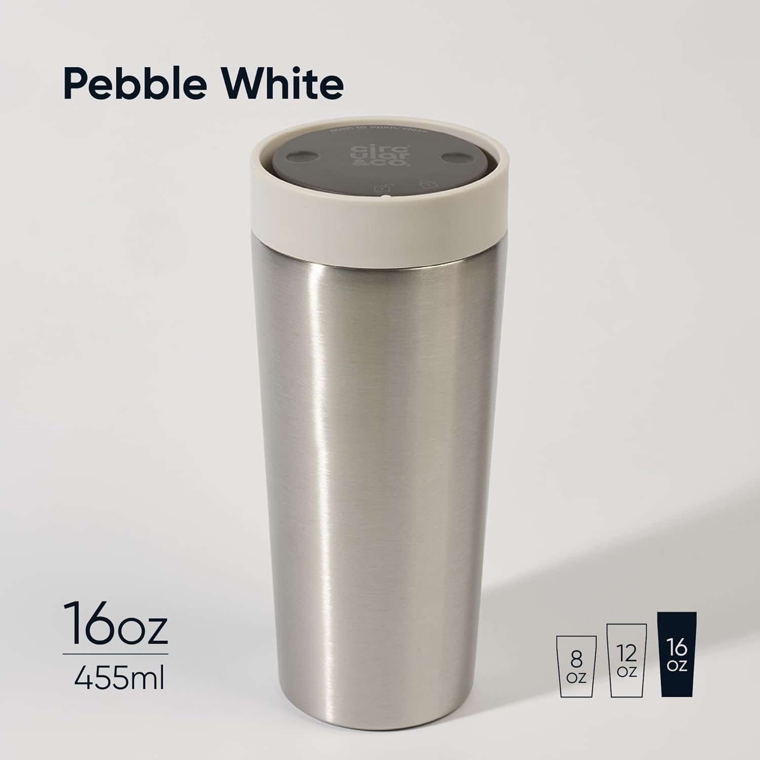 Circular & Co Thermal Stainless Steel Travel Mug - 8oz/227ml - Insulated Reusable Coffee Cup - 100% Leakproof & Lockable - 6 Hours Hot/Cold - Push Top, One Hand Open, 360 Drinking Coffee Tumbler