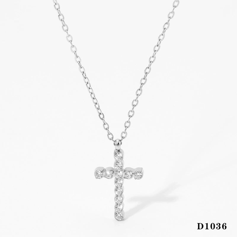 Modern Style Artistic Cross 304 Stainless Steel 16K Gold Plated White Gold Plated Necklace