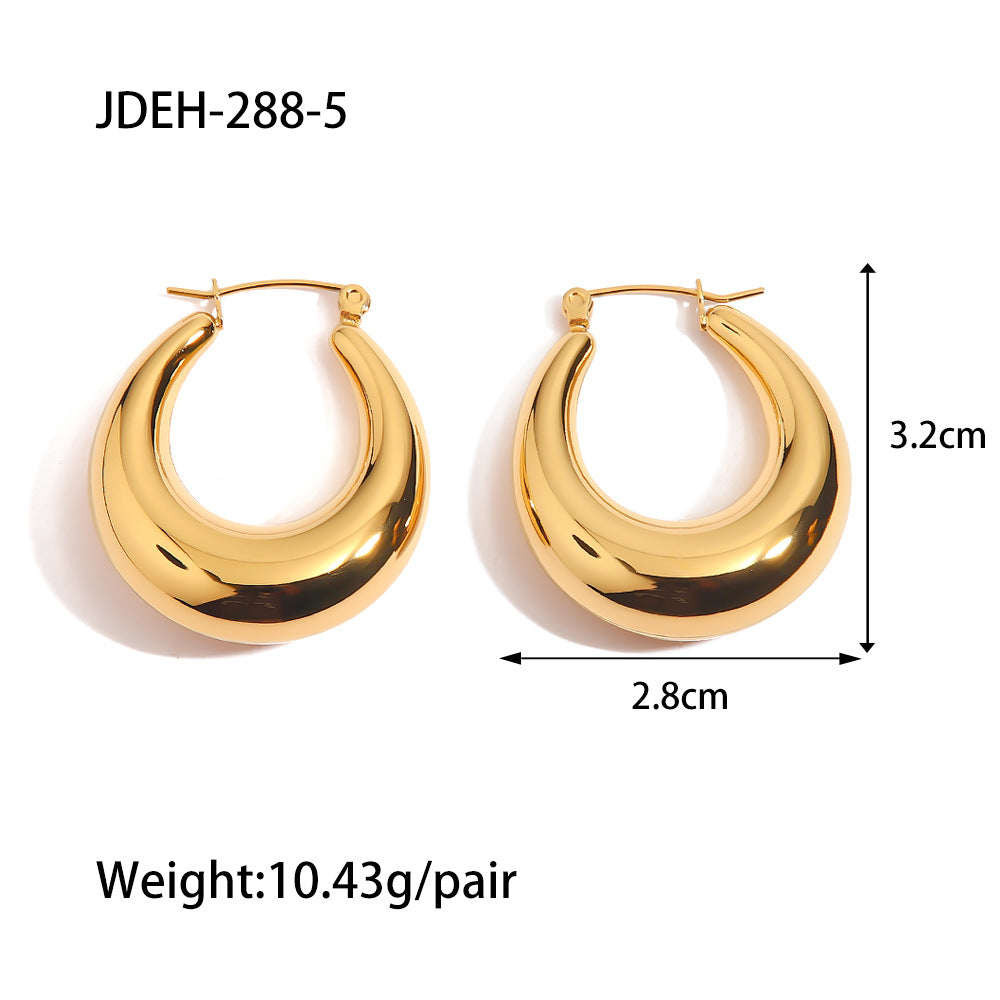 Jie Ding Stainless Steel Double C Earrings Ins Zircon Earrings Titanium Steel Earrings