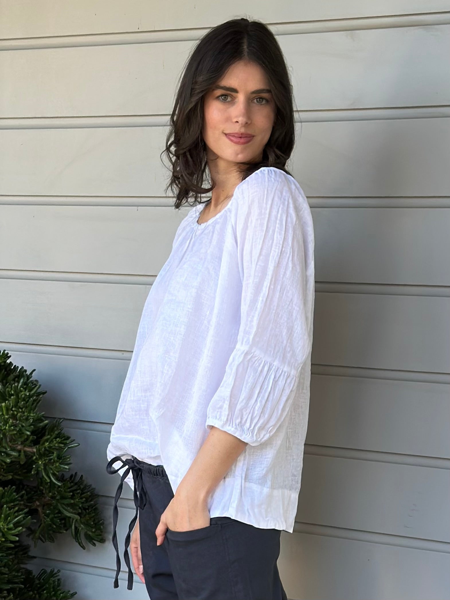 julia top-white linen