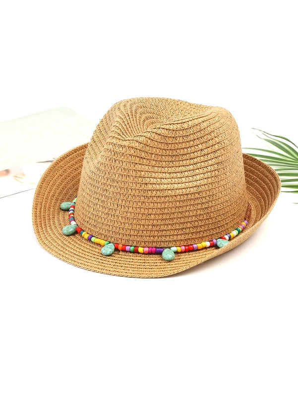 Women's Vacation Classic Style Geometric Curved Eaves Sun Hat Straw Hat