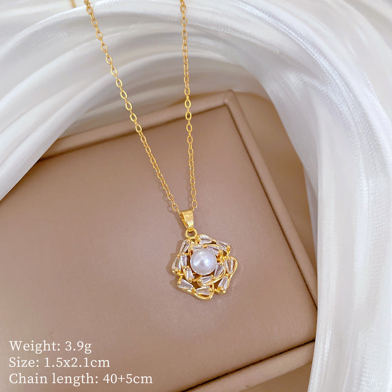 Copper Micro-Inlaid Necklace For Women Copper Micro-Inlaid Real Gold Electroplating Simple Ins Exquisite Clavicle Chain Neck Chain
