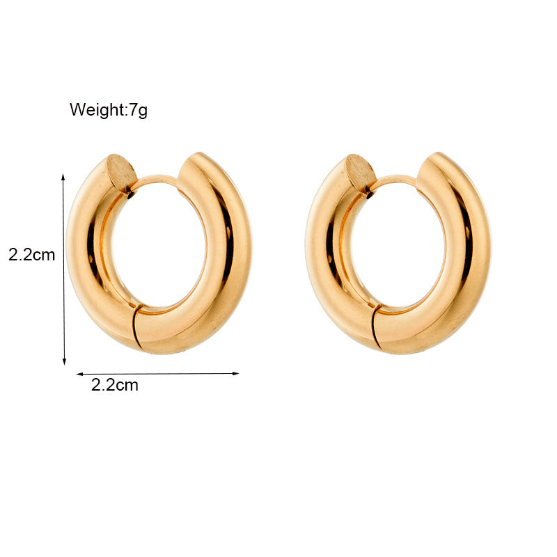Round Geometric Titanium Steel Electroplating Stud Earrings