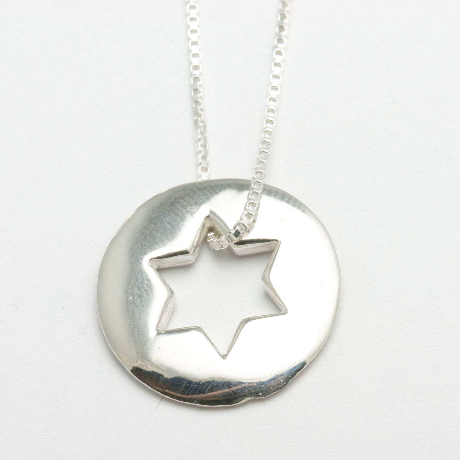 Sterling Silver Open Star of David Necklace