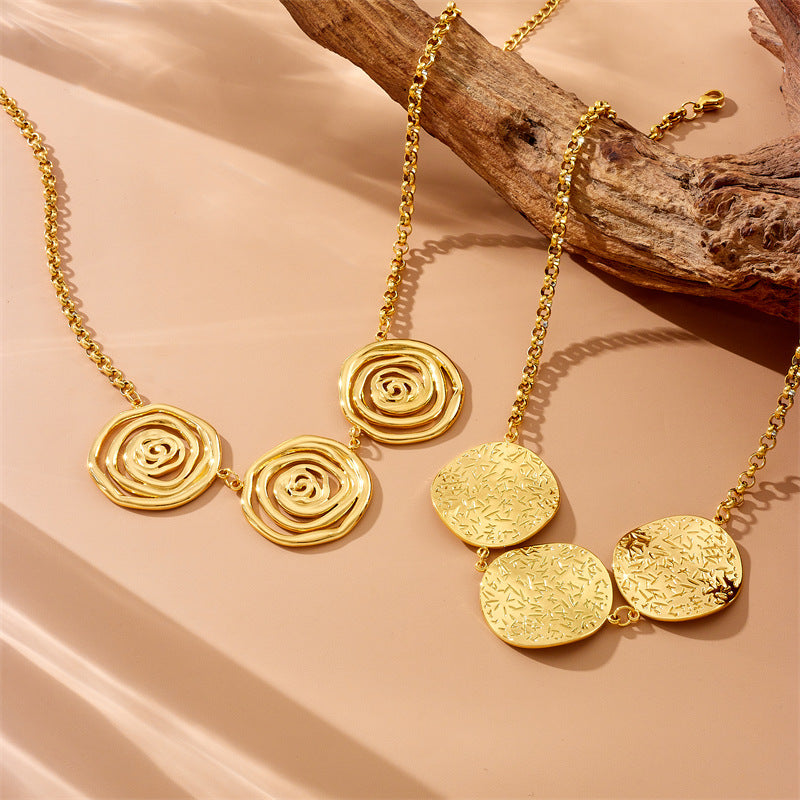 Exaggerated Irregular Pattern Geometric Spiral Large Pendant Necklace Female Hip Hop Sweater Chain