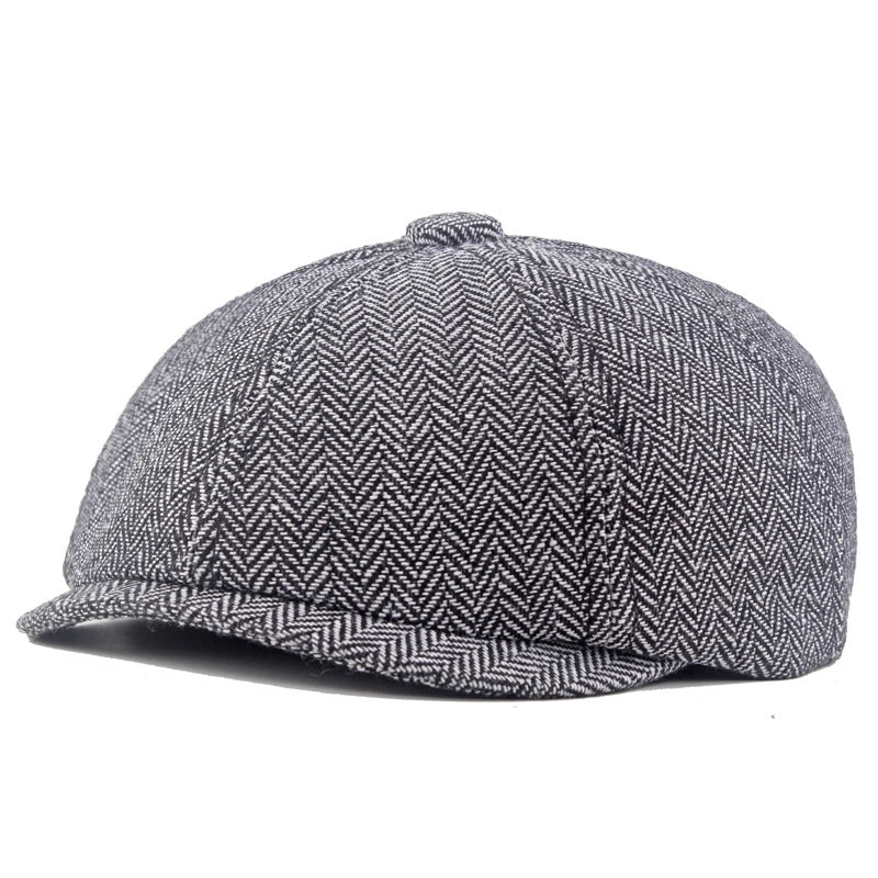 Men's Retro British Style Solid Color Curved Eaves Beret Hat