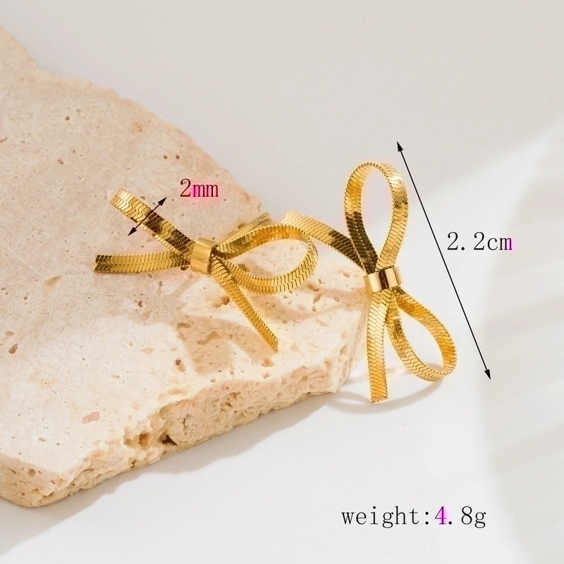 Vintage Style Minimalist Solid Color Bow Knot 304 Stainless Steel 18K Gold Plated Plating Stainless Steel Necklaces