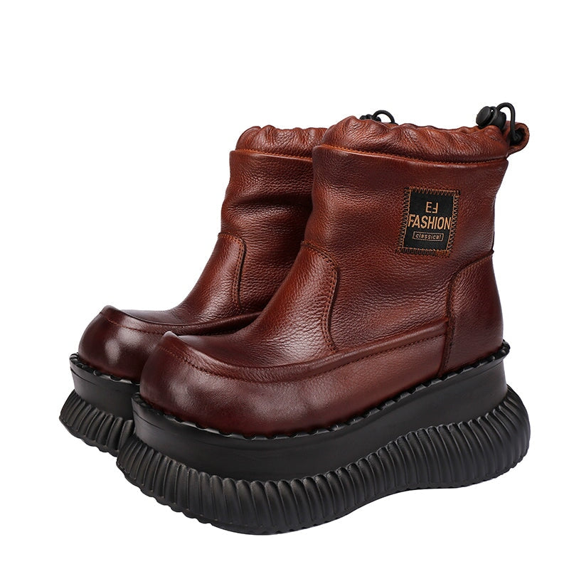 Wool Lining Big Toe 65mm Platform Short Boots for Women