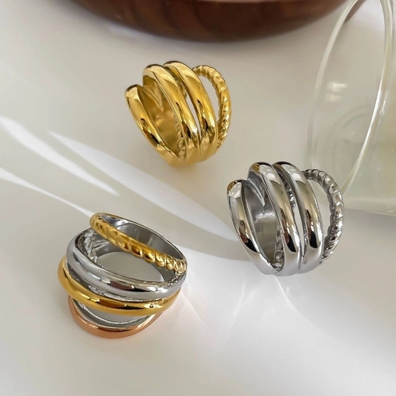 Modern Style Classic Style Color Block Solid Color 316L Stainless Steel  18K Gold Plated Plating Rings