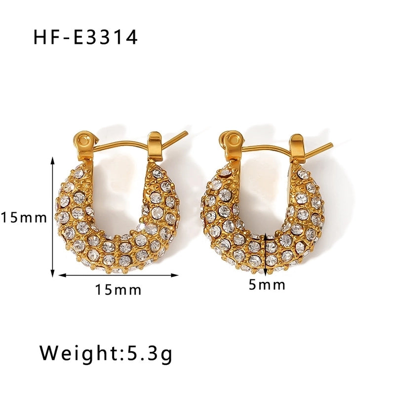 1 Pair Classic Style U Shape Crown Butterfly Plating Inlay Stainless Steel Artificial Pearls Rhinestones Zircon 18K Gold Plated Earrings