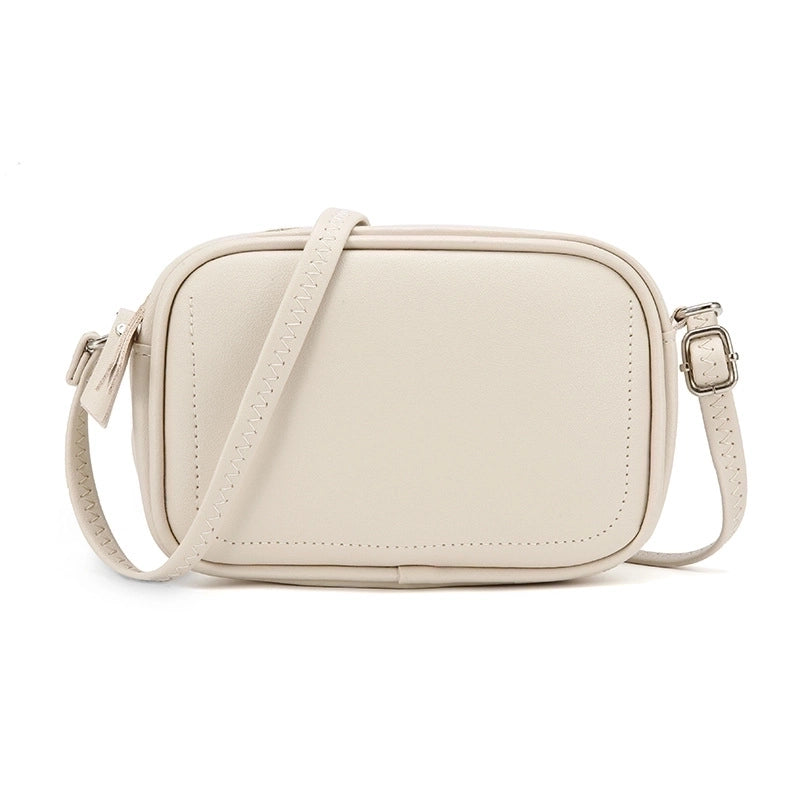 Women's Medium Pu Leather Solid Color Classic Style Oval Zipper Shoulder Bag