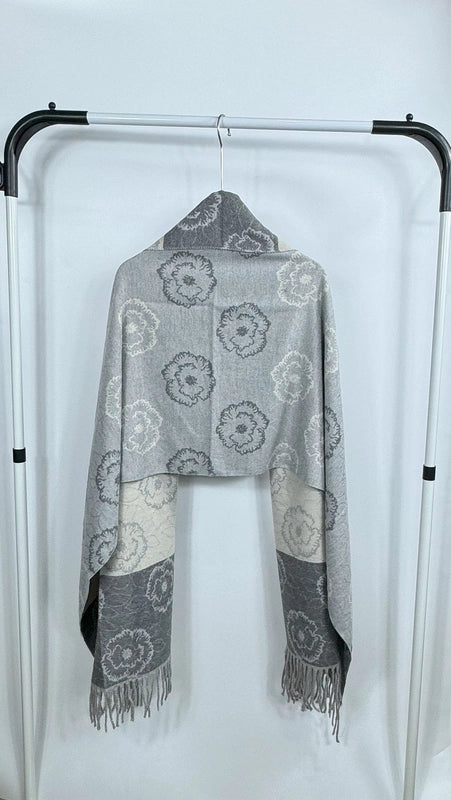 New Fashion Camellia Plaid Tassel Warm Cashmere Scarf Outdoor Riding Thickened Neck Scarf Women's Shawl
