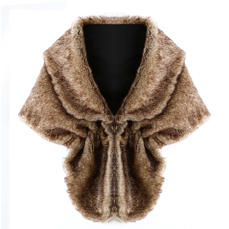 Women's Elegant Solid Color Faux Fur Polyester Shawl