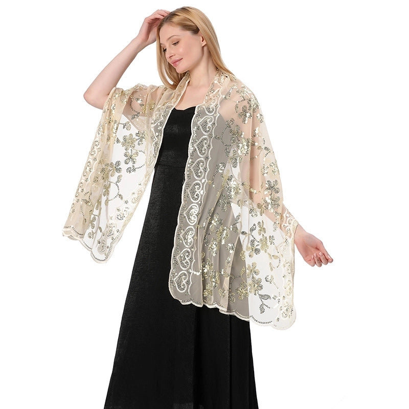 Hot New Arrival Sequin Shawl Wedding Dress Evening Dress Cheongsam Shawl Bridesmaid Shawl Scarf Women