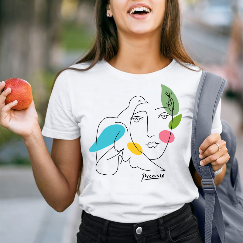 Woman And Bird Art Teacher T-Shirt